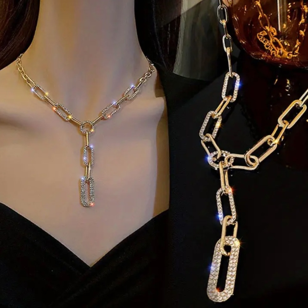 Paper Chain link gold plated necklace designer inspired